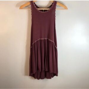 LADIES SIZE S POL BROWN TANK TOP CROCHET DETAIL ZIPPER BACK STYLE # YE14